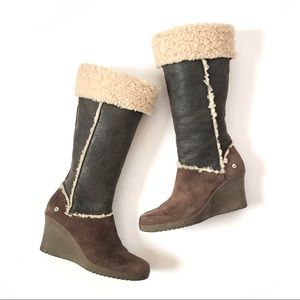 UGG Sandra 5451 Shearling Leather Wedge Boots SZ 8